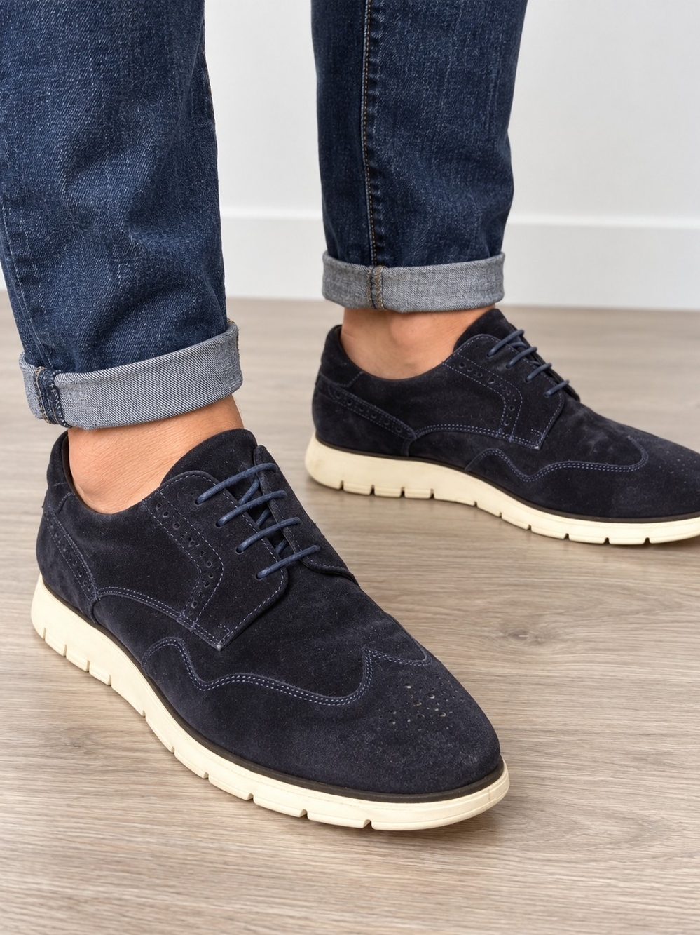 Charles Tyrwhitt Men’s 11 Suede Brogue Wingtip Hybrid Sneakers Shoes